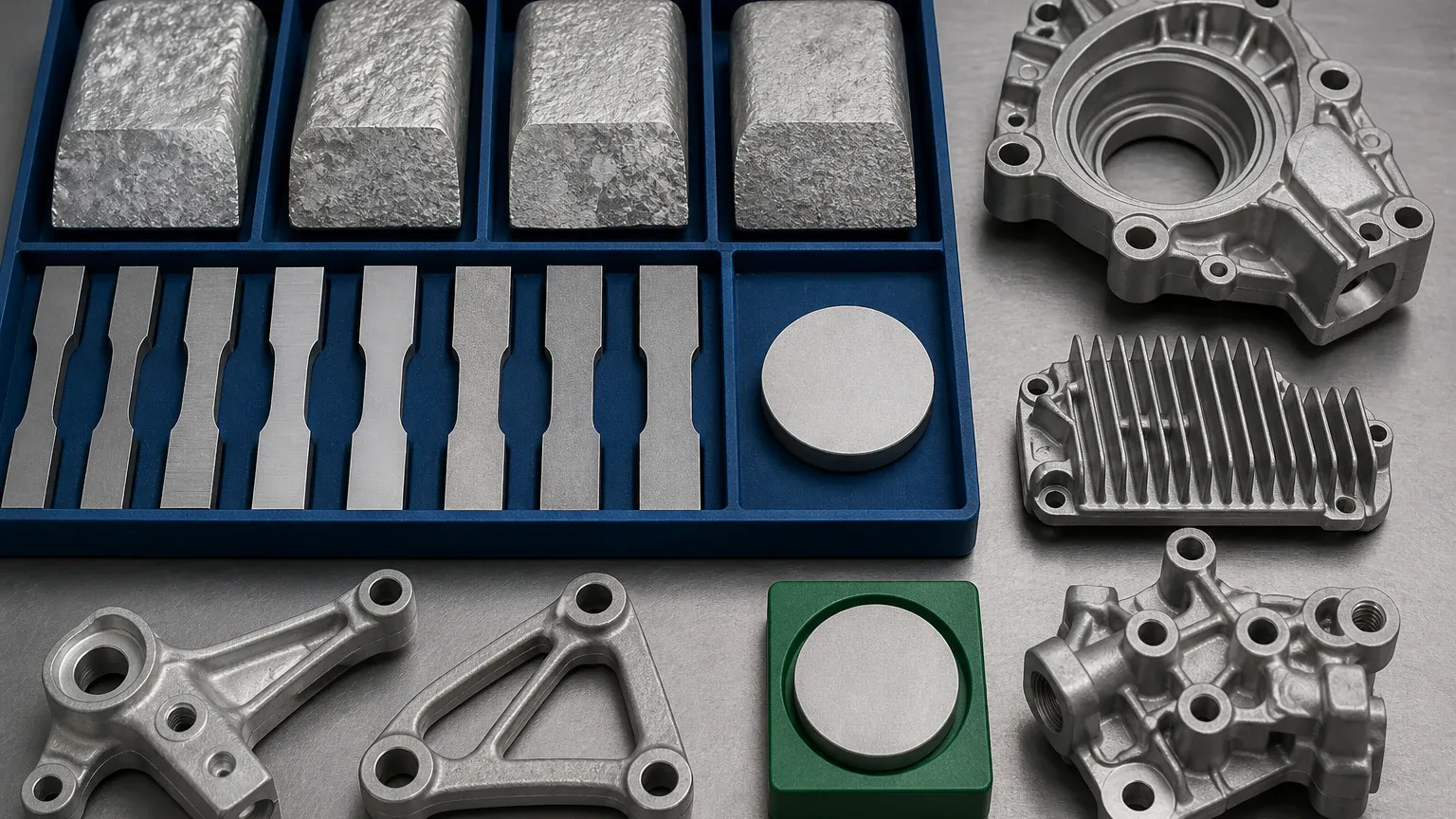 Aluminum silicon alloy ingot samples and finished die cast components