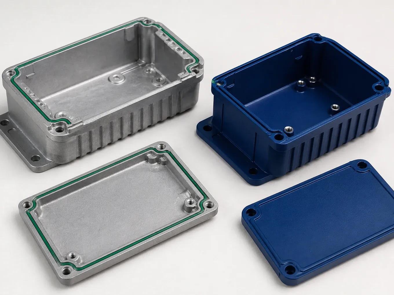 Sealed die cast aluminum electronic enclosures with gasket grooves