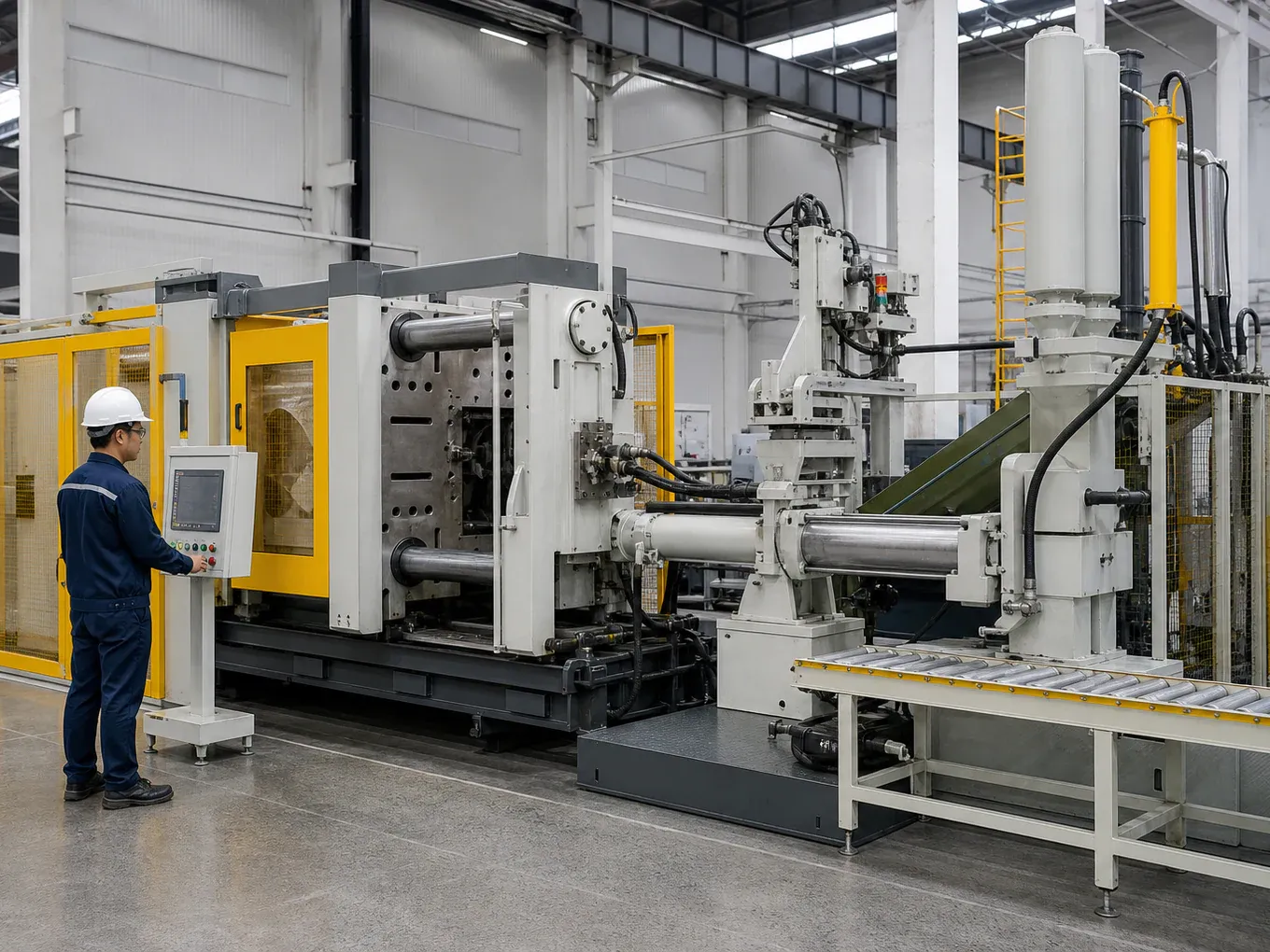 Cold chamber high pressure die casting machine producing aluminum components