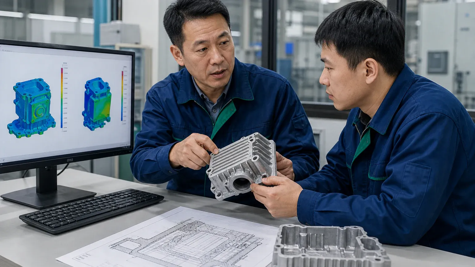 DFM analysis of wall thickness and draft on an aluminum casting design