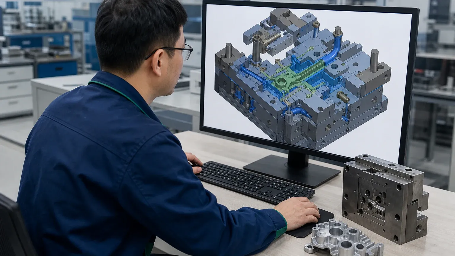 Die casting tooling design with cavity runner and cooling layout