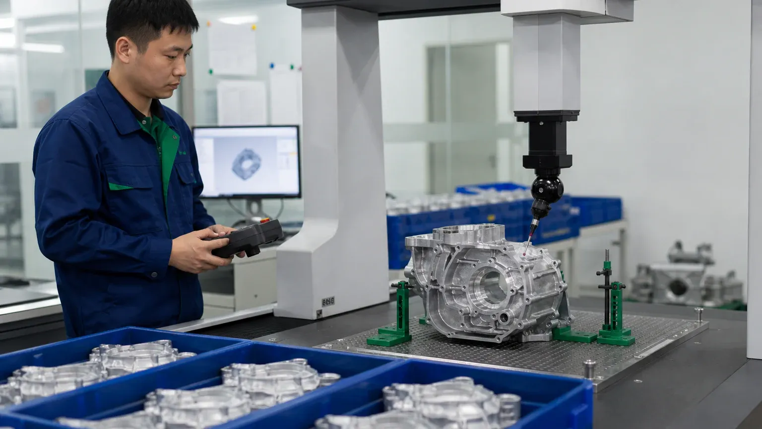 Final dimensional inspection of a machined aluminum casting