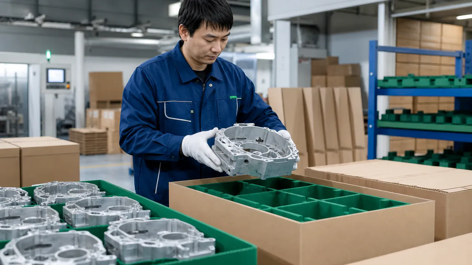Protective export packaging for finished aluminum die cast components